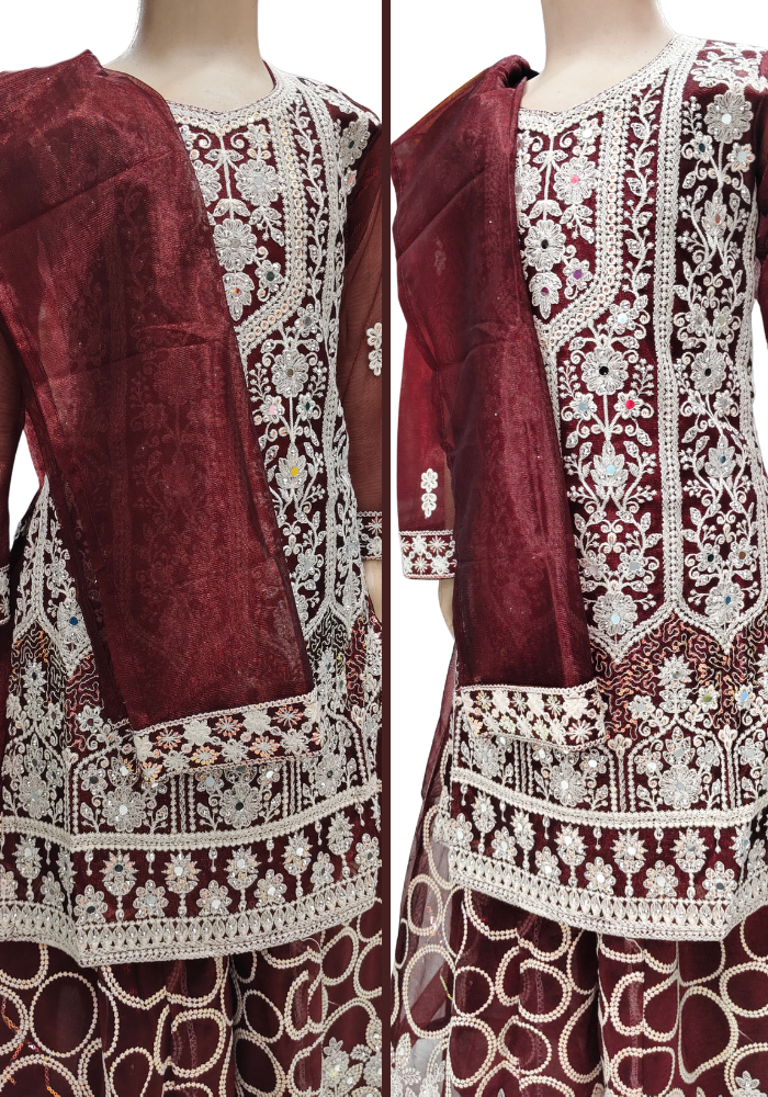 NEW HEERAMANDI EMBROIDERED KURTI SHARARA SET FOR KIDS 4 - 9 YEARS