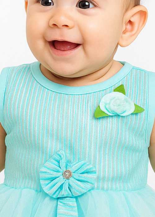 Baby Girl Fancy Net Frock | Soft Net Fabric | Sky Blue | Yellow | Baby Pink Colours.