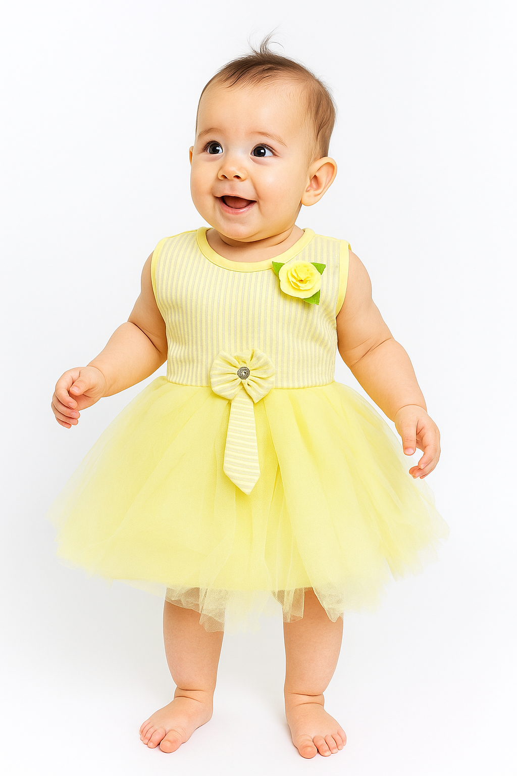 Baby Girl Fancy Net Frock | Soft Net Fabric | Sky Blue | Yellow | Baby Pink Colours.