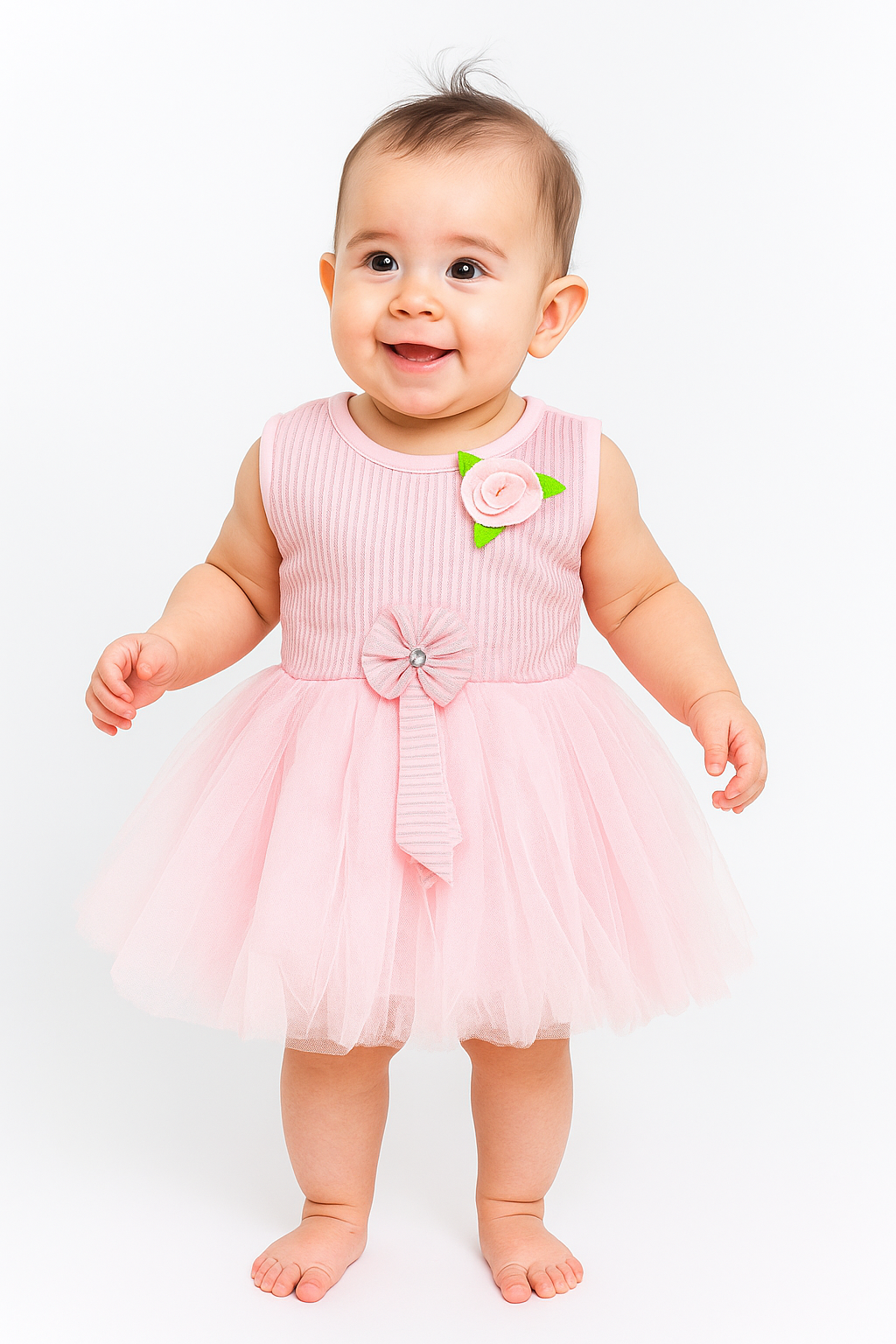 Baby Girl Fancy Net Frock | Soft Net Fabric | Sky Blue | Yellow | Baby Pink Colours.